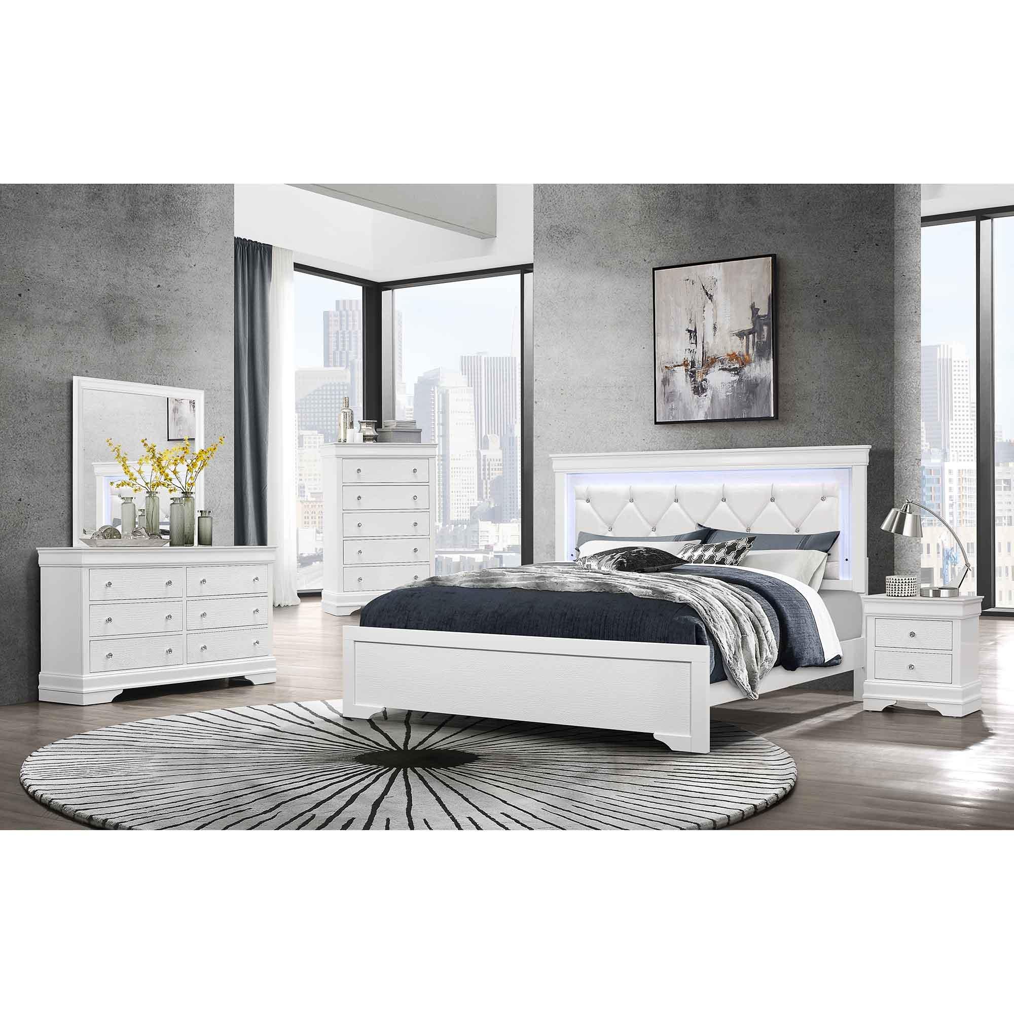 Rent to Own Global Furniture 7Piece Pompei King Bedroom Set White at Aaron's today!